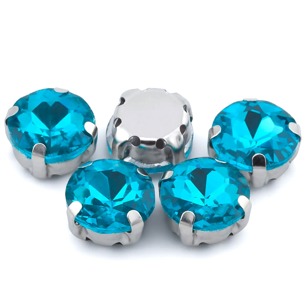 Стрази в оправі Круглі огранювання 8 мм Блакитний 10 шт., фото 1