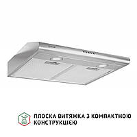 Кухонна витяжка Perfelli PL 6022 I LED, плоска проста витяжка для кухні, під навісну шафу, 60 см, нержавіюча сталь