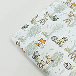 Бязь "Маленькі звірята в деревах" білий фон № Б-3251, фото 7