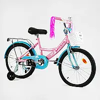 Детский двухколесный велосипед для девочки 18 дюймов с ручным тормозом CORSO MAXIS CL-18758 розовый