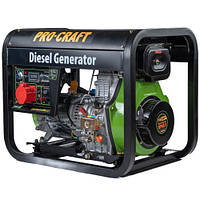 Дизельный трехфазный генератор Procraft DP65/3 (220 В, 1.7 - 2 кВт / 380 В, 5.5 - 6 кВт, 113 кг) для дома INT