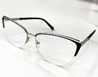Корректирующие очки для зрения женские компьютерные лисички в металлической оправе с двойным ободком