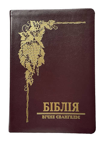 Біблія Вічне Євангеліє, сучасний переклад Валерія Громова Шкіра Індекси Розмір 17х25 Колір Баклажановий, фото 1