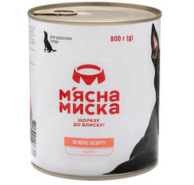 Корм вологий для дорослих собак М'ясна миска паштет м'ясне асорті 800 г