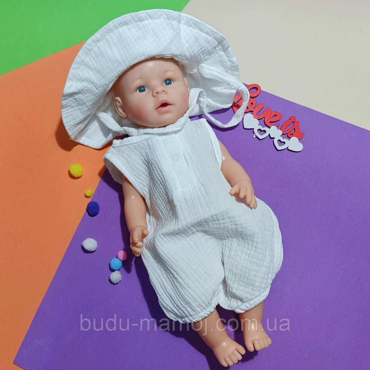 Боді майка комбінезон муслиновий короткий рукав 80 розмір молочний