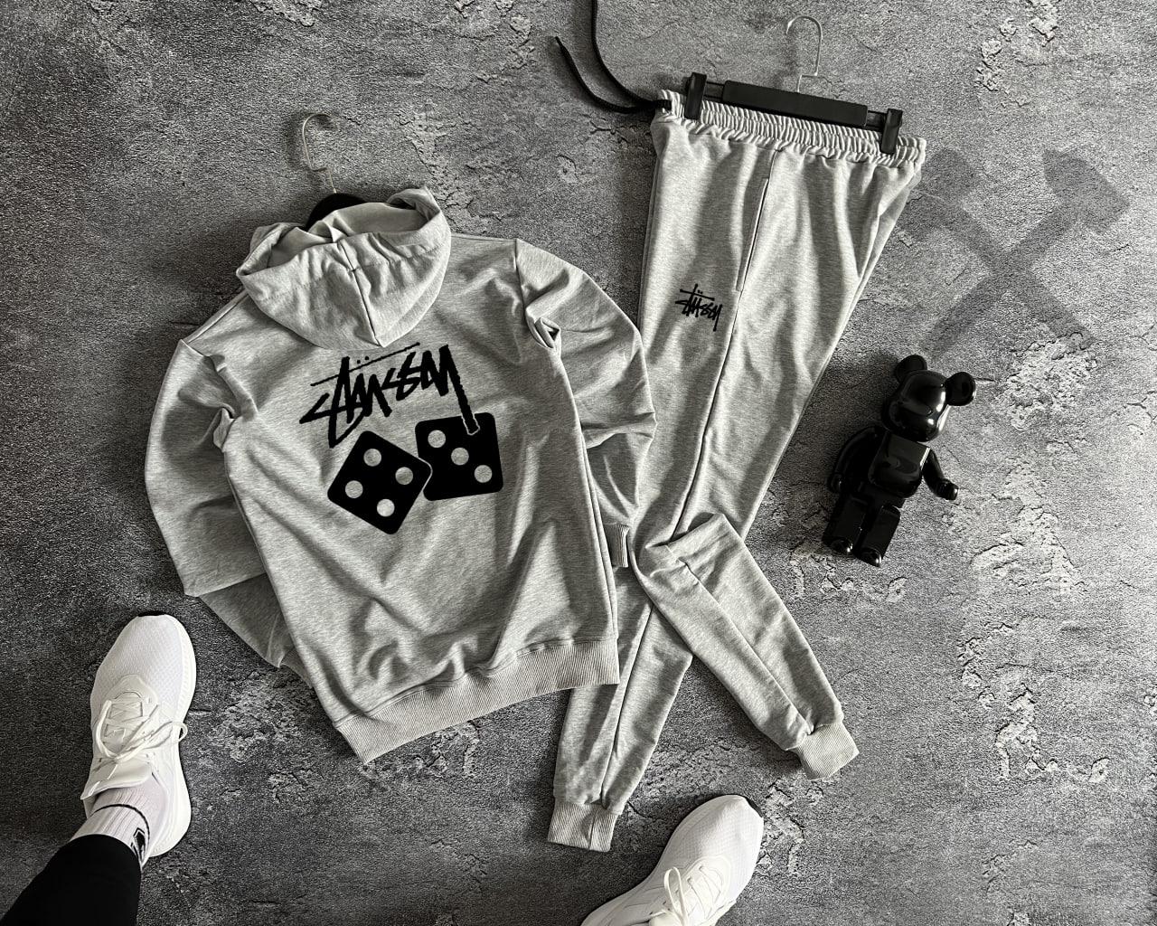 Чоловічий спортивний костюм stussy dice трикотажний весняний осінній стуссі сірий
