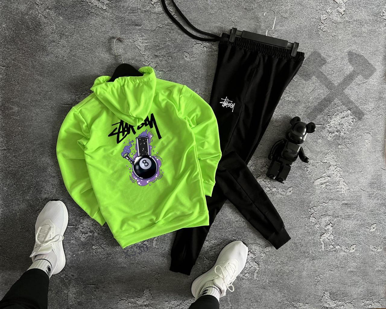 Костюм чоловічий stussy весняний осінній спортивний комплект худі штани стуссі салатовий