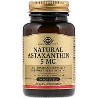 Астаксантин Solgar Natural Astaxanthin 5 mg 60 Softgels SOL-00071 MY, код: 7527167