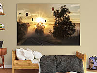 Картина на полотне на холсте для дома в спальню "Воздушные шары на закате"