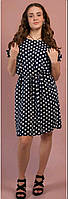 Женское лёгкое штапельное платье-сарафан с коротким рукавом размером L-2XL(46-54), по колено, с пояском