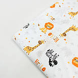 Бязь "Леви зебри та жирафи" фон білий № Б-3253, фото 3