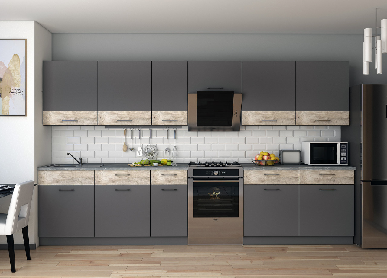 Кухня Лея Doros 3.4 м Графіт/Клондайк ДСП 340х60х250 (81000011)