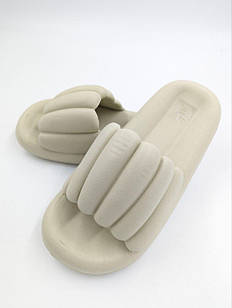 Шльопанці чоловічі літні литі стильні стильні пляжні молодіжні EVA бежевий