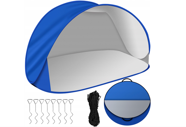 Великий пляжний намет самозбірний Trizand Pop Up синій 220 x 120 x 100 см 1947, фото 1
