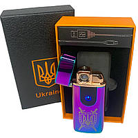 Электрическая и газовая зажигалка Украина с USB-зарядкой HL-432, Юсб зажигалка. Цвет: хамелеон BKA