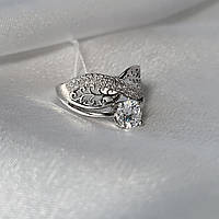 Кольцо серебряное женское колечко Широкое в белых камнях 17 размер серебро 925 пробы Родированное 4359р 3.10