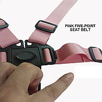 Ремень безопасности для стула, детский ремень безопасности для детской коляски, автомобильный 5-точечный безоп Розовый