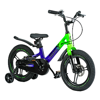 Велосипед двоколісний дитячий 16 дюймів (магнієва рама, 75% складання) Corso "Sky" SK-16365 Зелено-синій