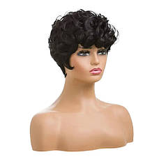 Перука коротка чорна кучерява, VC curly black, фото 4