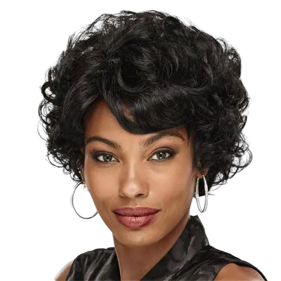 Перука коротка чорна кучерява, VC curly black