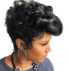 Перука коротка чорна кучерява, VC curly black, фото 3