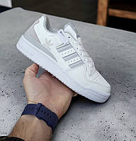 Женские кроссовки кеды Adidas Forum Low 84 весна-осень повседневные (белые с серым). Живое фото