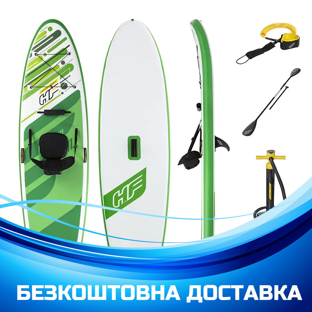 Дошка для SUP серфінгу BESTWAY SUP-БОРД 65310 Жовто-зелена (340-89-15 см) | Надувна дошка для серфінгу, фото 1
