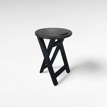 Чорний дерев'яний розкладний табурет для кухні Складаний табурет з дерева Стілець кухонний без спинки ВІЛЬХА