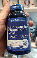 Комплекс для суставов хондропротектор Earth's Creation Glucosamine, Chondrotin, MSM Triple Strengh - 60 таб