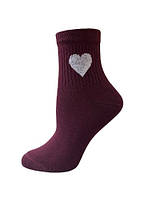 Женские носки сердце бордовые (1123)