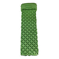 Надувной каремат с помпой походный, туристический WCG для кемпинга (зеленый) B_03379