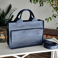 Женская кожаная деловая сумка GS синяя