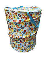 Корзина для хранения игрушек и вещей текстильная 42х48 см UKC Голубой с цветочками