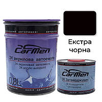 Экстра черная Акриловая авто краска Carmen 0.8 л + отвердитель 0.4 л
