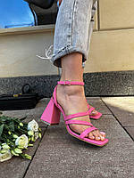 Женские розовые босоножки летние. Летние женские кожаные босоножки на каблуке
