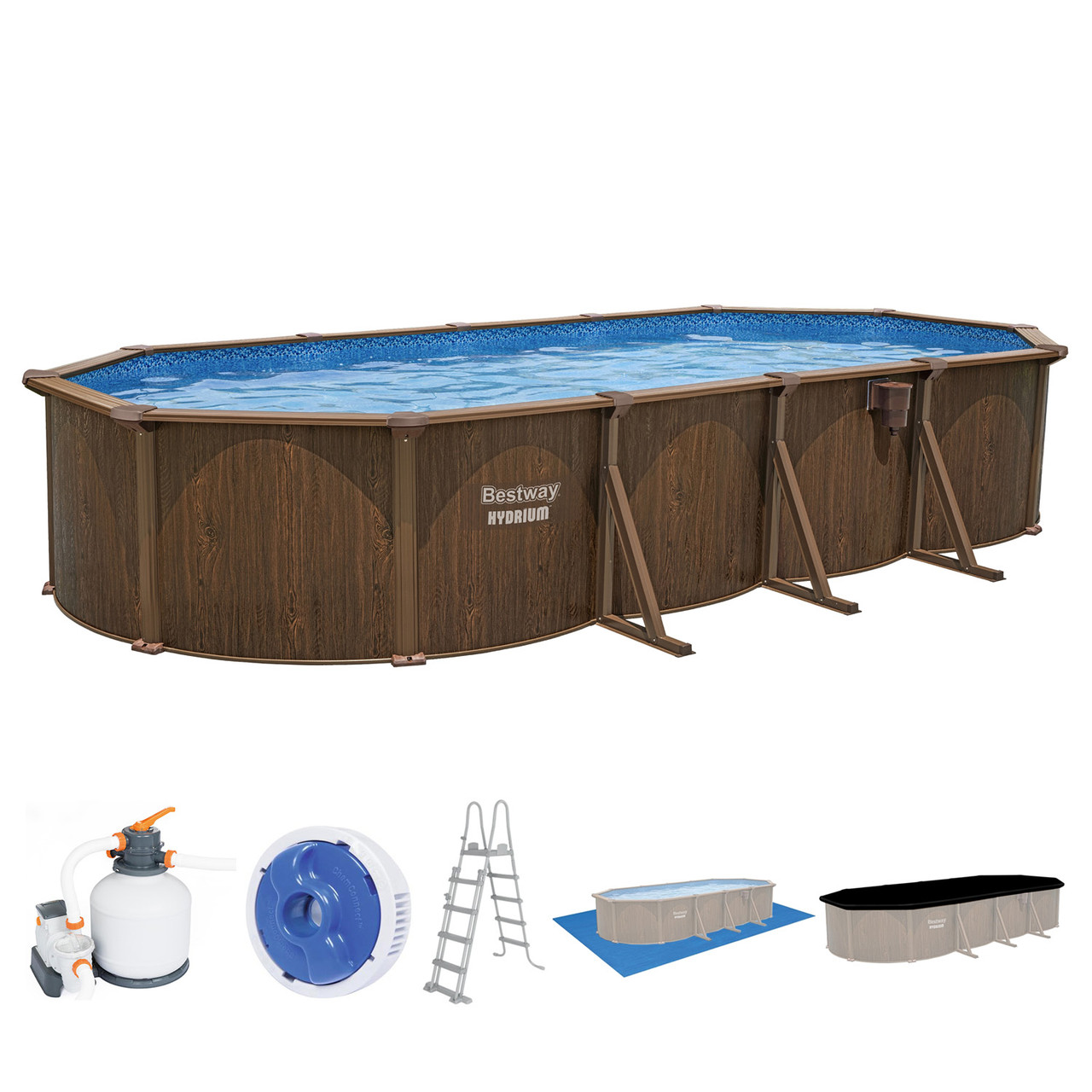 Басейн зі сталевою стінкою Bestway 561CW Hydrium™, повний набір із піщаним фільтром, 730 x 360 x 130 см