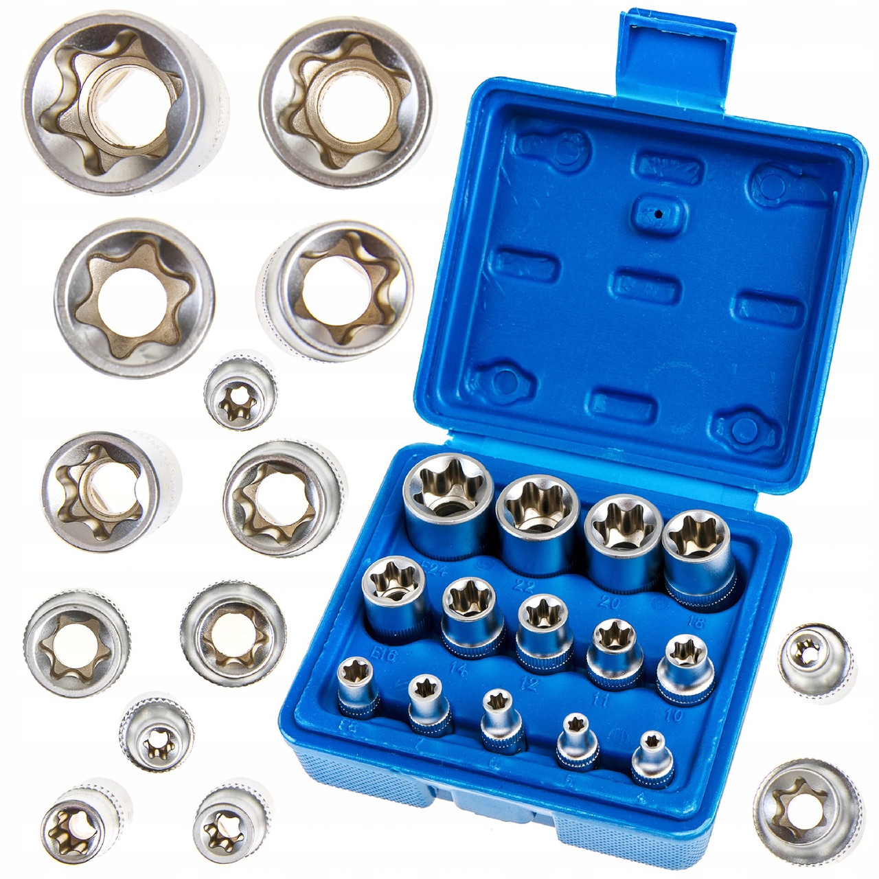 Набір головок E-TORX з квадратом 1/2", 3/8" і 1/4" в кількості 14шт  Kraft&Dele KD10335, фото 1