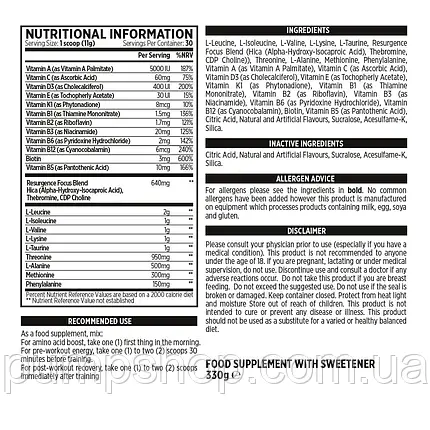 Бцаа+ноотропи BCAA Blackstone Labs Resurgence BCAA Formula + Nootropics 330 г (30 порц.), фото 3