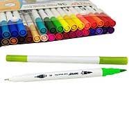 Фломастери 48кол. Joyko двосторонні з пензликом CLP-40, фото 3