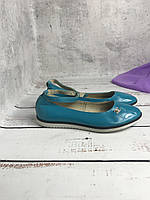 Туфлі лакові дитячі для дівчинки Jordan 34 р - 22 см Блакитні (987)