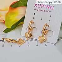 Серьги с подвеской сердечком, 2см, бижутерия медсплав Xuping 18K