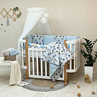 Комплект постельного белья для новорождённого Happy night Мордочки усатые голубые