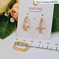 Серьги кольца 1,7см, овальные, в камешках, бижутерия медсплав Xuping 18K