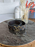 Широкий ремень пояс Луи Виттон Louis Vuitton коричневый в шашки