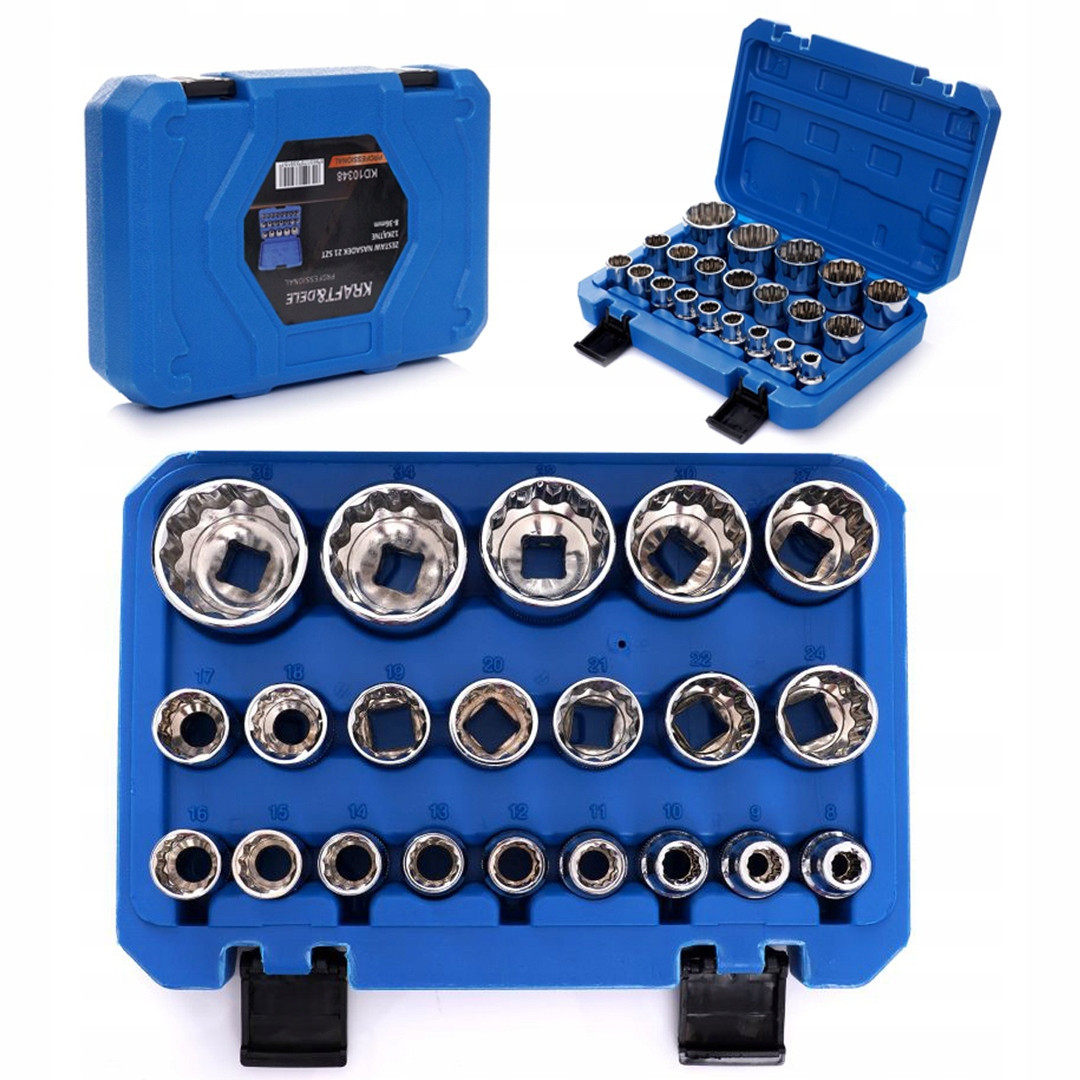 Набір головок 12-гранних 21шт. 8-36мм Kraft&Dele KD10348, фото 1