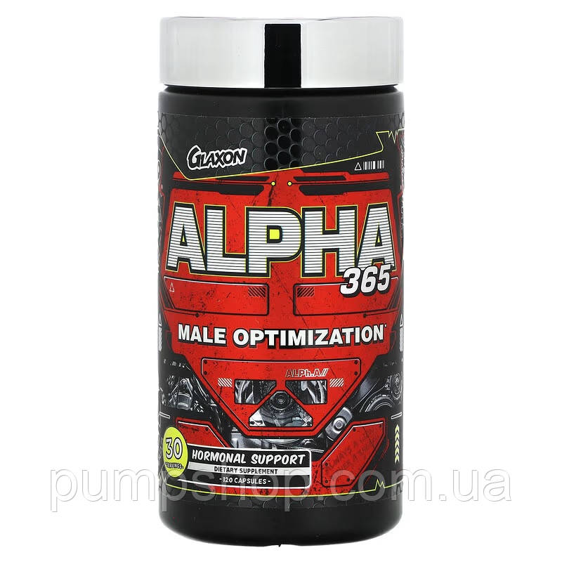 Для підвищення тестостерону Glaxon Alpha 365 - Testosterone Booster & Male Enhancement 120 капс.