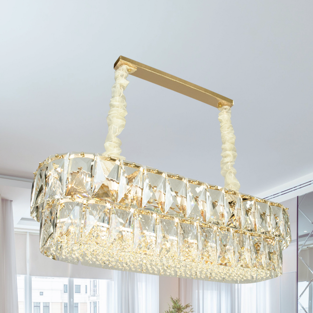 Стильна кришталева люстра Diasha цоколь  ламп 11 шт колір  8070-900x300G+WH