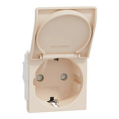 Розетка з кришкою та шторками Unica New бежевий NU303744TA