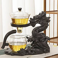 Сервиз Ленивый чай Дракон из стекла с магнитным клапаном и подставкой