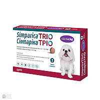 Таблетки Simparica TRIO Симпарика ТРИО от блох, клещей и гельминтов для собак 2,6-5 кг